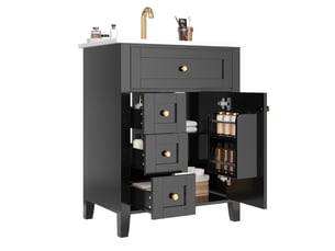 Meuble sous lavabo 61x47x86 cm avec vasque mdf noir