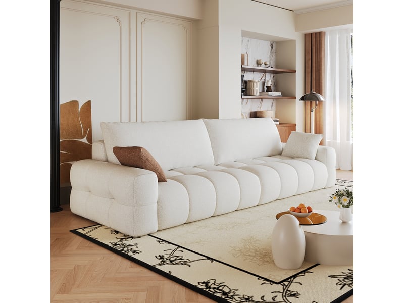  Canapé modulable, canapé de salon, en tissu, blanc, assise profonde, livré monté, 260 cm, sans structure  - Conforama A