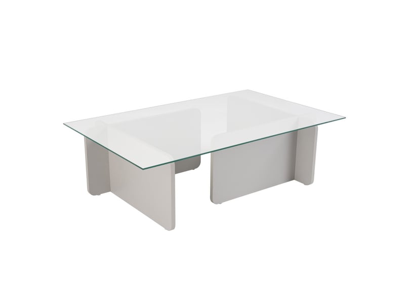  Table basse de salon en verre trempé et bois mdf mélaminé gris 105 x 65 x 30 cm  - Conforama A