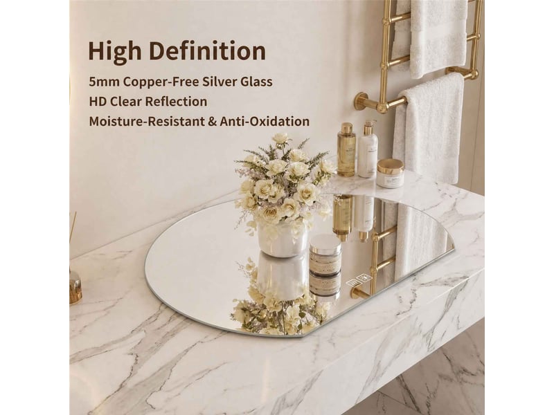  Miroir salle de bain led 60 par 53 cm blanc en verre argenté sans cuivre demi cercle tactile anti buée trois couleurs cri supérieur à 90  - Conforama E
