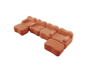 Canapé d'angle gauche fixe <strong></strong> <strong></strong> 4 places Tissu Orange