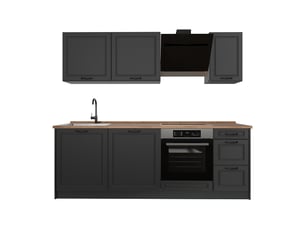 Vicco cuisine, anthracite campagneanthracite, 220cm plan de travail chêne doré