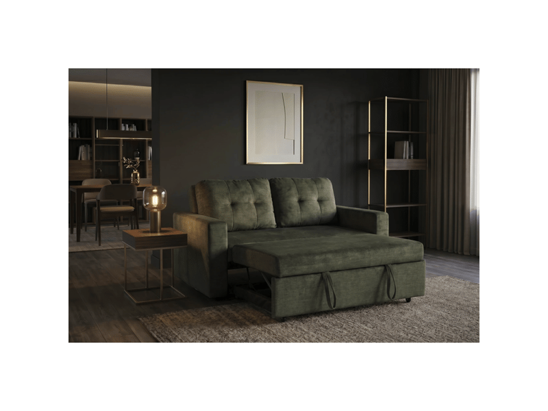 Canapé presto convertible 2 places en velours – vert foncé – 142 x 82 x 86 cm - Conforama E
