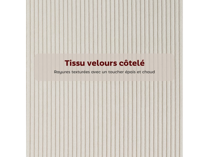  Lot de 2 chaises de salle à manger en velours côtelé, chaises de cuisine avec pieds en acier, 56x58x78cm, crème  - Conforama E