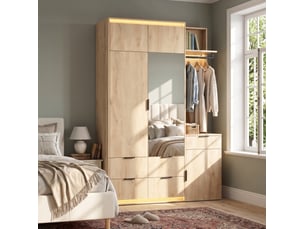 Armoire 5 tiroir(s) WISHDOR coloris bois clair largeur 135 cm