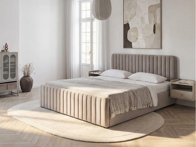 Lit ottoman lunan 180 x 200 cm taupe  - Conforama B