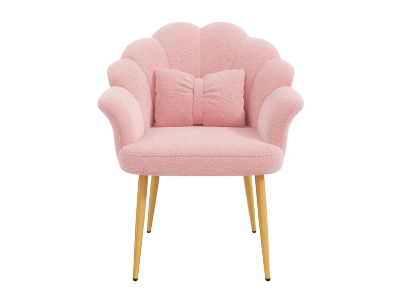  Lot de 2 fauteuils de salle à manger en tissu bouclette rose, 64x65,5x85 cm  - Conforama D
