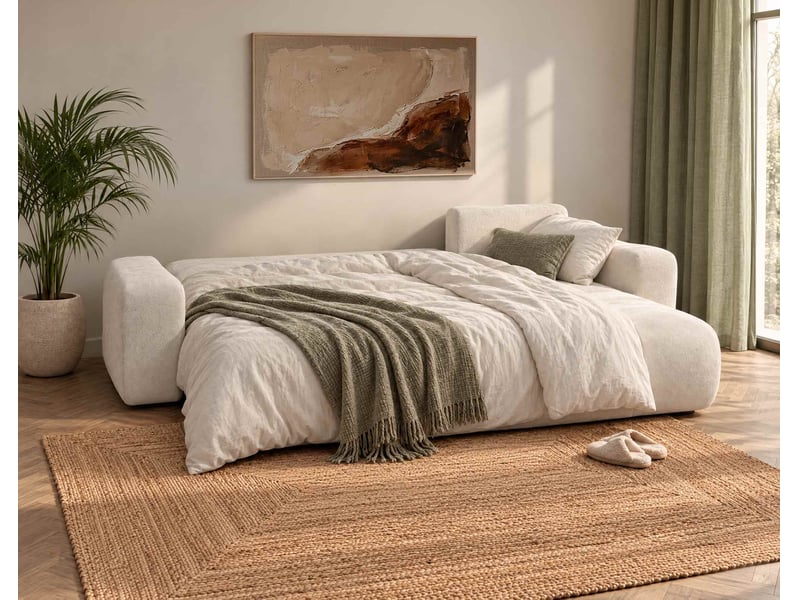  Manon - canapé d'angle réversible 4 places convertible avec coffre en tissu - best mobilier - beige MANON - Conforama D