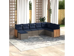 Vidaxl ensemble de canapé de jardin 8 pcs avec coussins gris résine tressée