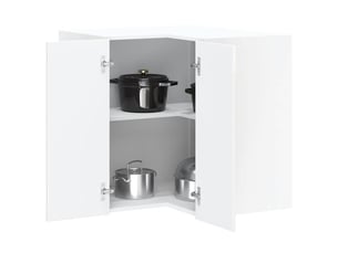 Meuble de rangement, armoire murale d'angle de cuisine kalmar blanc brillant