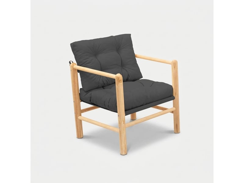  Fauteuil de jardin en bois avec coussins arvek - anthracite  - Conforama A