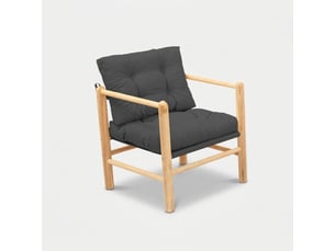 Fauteuil de jardin en bois avec coussins arvek - anthracite