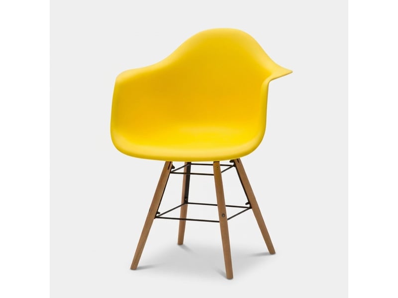  Fauteuil en polypropylène pieds en bois jacqueline - jaune  - Conforama A