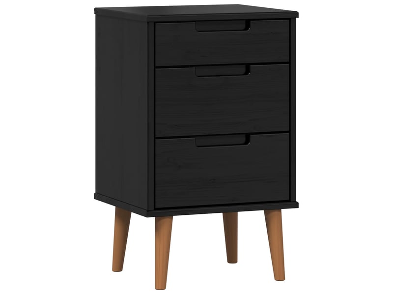  Table de chevet avec tiroir noir 40 x 35 x 65 cm pin massif  - Conforama A