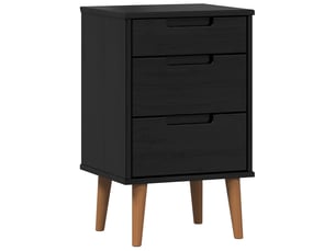 Table de chevet avec tiroir noir 40 x 35 x 65 cm pin massif
