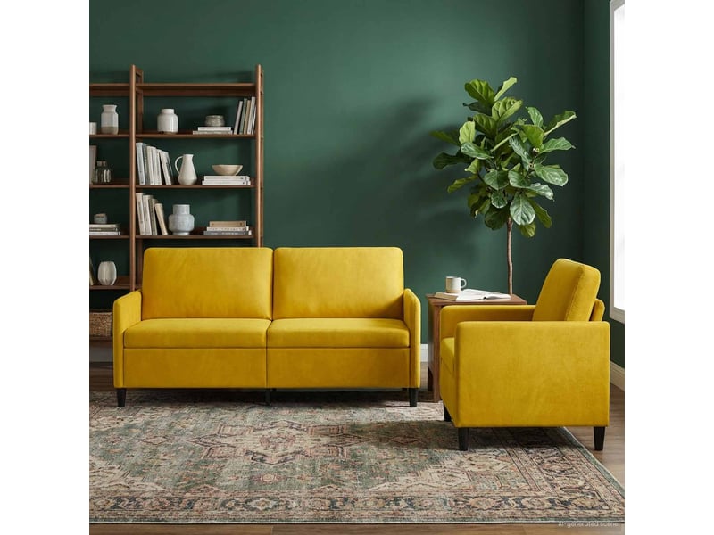  Canapé de salon, canapé avec rangement 2 pcs jaune polyester shl41873  - Conforama C