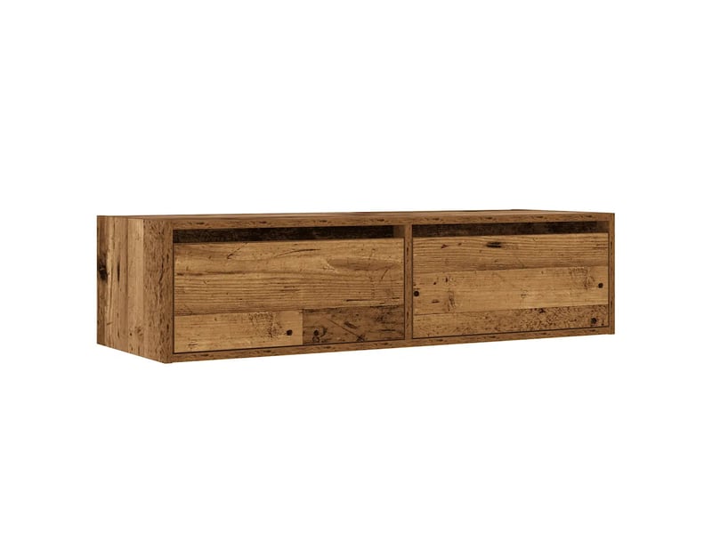  Meuble tv avec éclairage led gain de place 100 x 35,5 x 25 cm en bois d'ingénierie vieux bois 02_0051333  - Conforama B