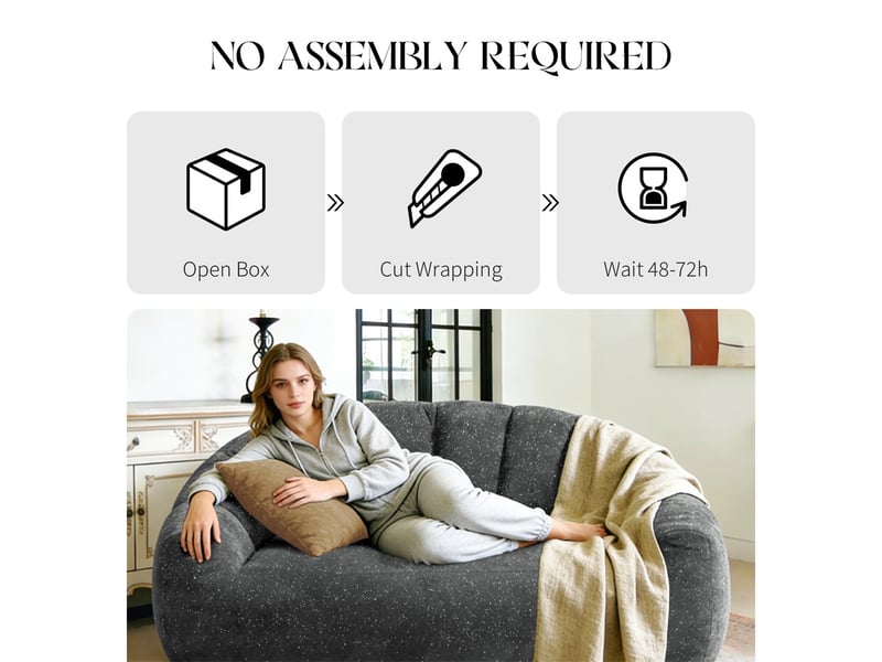  Fauteuil poire géant patte d'ours - 140x98x61cm - canapé pouf rembourré avec accoudoirs tissu flanelle doux - gris  - Conforama C