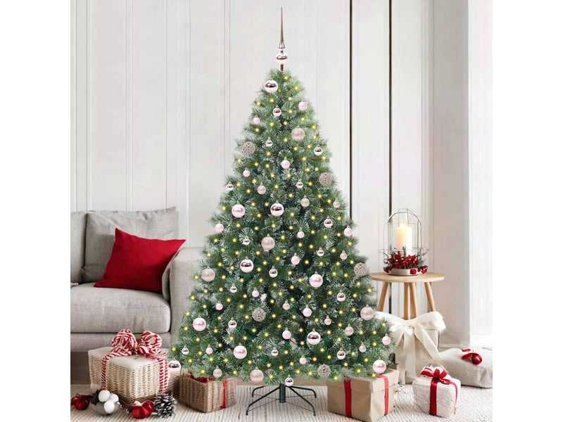 Sapin de noël artificiel, arbre de noël avec 300 led vert 180 cm pe et pvc shl9866 - Conforama B