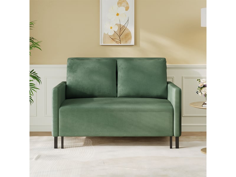Canapé convertible 2 places en velours côtelé,canapé-lit moderne avec accoudoir,cadre en bois massif,l 120-180cm,vert 120x78x87cm - Conforama W