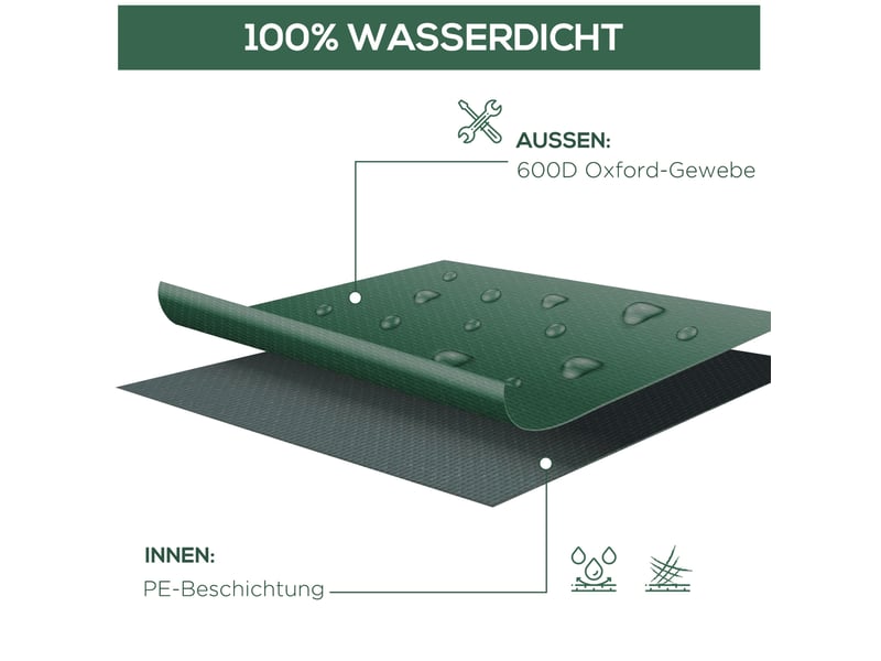  Housse de protection pour mobilier de jardin 135x135x75 cm verte en tissu oxford 600d, imperméable et anti-uv  - Conforama D