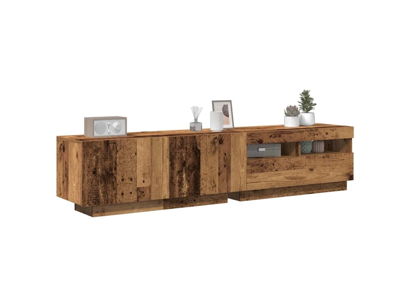 Meuble tv - banc tv - meuble de rangement avec lumières led vieux bois bois d'ingénierie - Conforama B