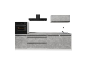 Vicco cuisine, bétonblanc, 280cm plan de travail marbre
