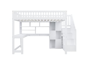 Lit mezzanine 140x200 cm <strong>ZOVIRA</strong>  <strong></strong> coloris blanc