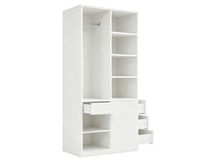 Armoire,70x50x170 cm,avec penderie, tiroirs et rangements,mdf,blanche