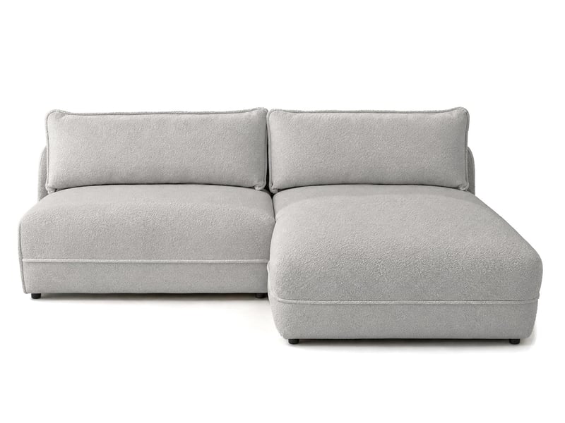  Lucien - canapé d'angle droit 4 places ouvert en tissu bouclette -  - gris clair LUCIEN - Conforama A