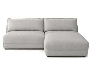 Canapé d'angle droit fixe BESTMOBILIER LUCIEN 4 places Tissu gris avec coffre de rangement