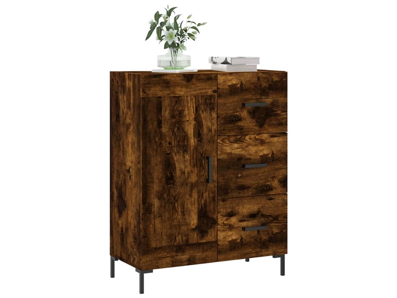  Buffet - bahut - meuble de rangement chêne fumé 69,5x34x90 cm bois d'ingénierie  - Conforama C