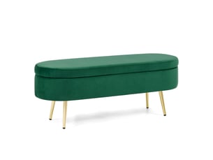 Banc de rangement 110x40x42 cm, coffre 20 l, pieds en bois, pour la chambre et le salon, assise en velours, vert foncé