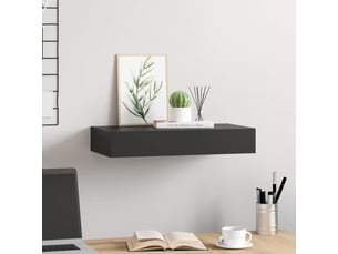 Étagère flottante, étagère murale avec tiroir noir 48x25x8 cm cf42283