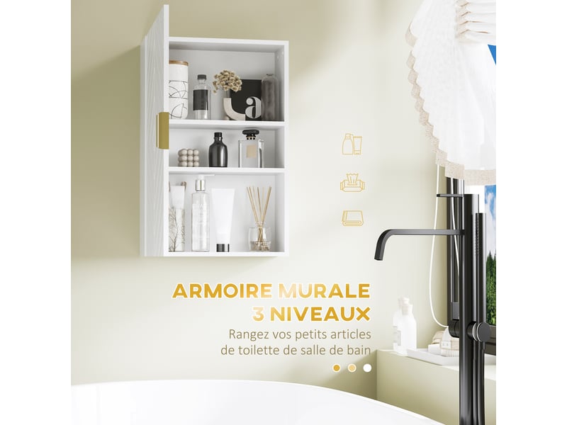 Armoire murale de salle de bain, armoire à pharmacie murale avec étagère réglable meuble de rangement - Conforama D