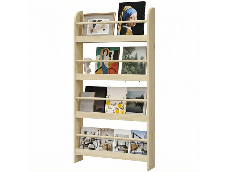  Bibliothèque murale à 4 étagères, bibliothèque pour enfants pour la maison ou le bureau, charge maximale 30 kg, 59 x 12 x 113 cm, couleur naturelle  - Conforama B