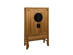 Armoire 2 portes ethnique en bois massif avec finitions orientales ningbo - bois neutre