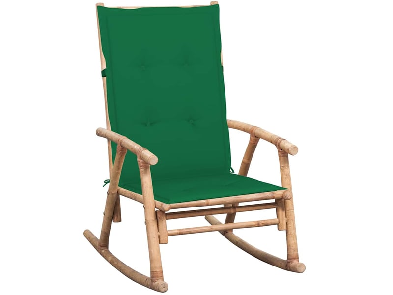 Chaise à bascule de jardin, rocking-chair avec coussin bambou cf31279 - Conforama B