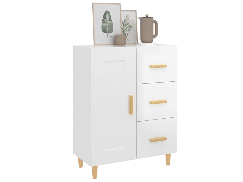  Buffet - bahut - meuble de rangement blanc brillant 69,5x34x90 cm bois d'ingénierie  - Conforama D