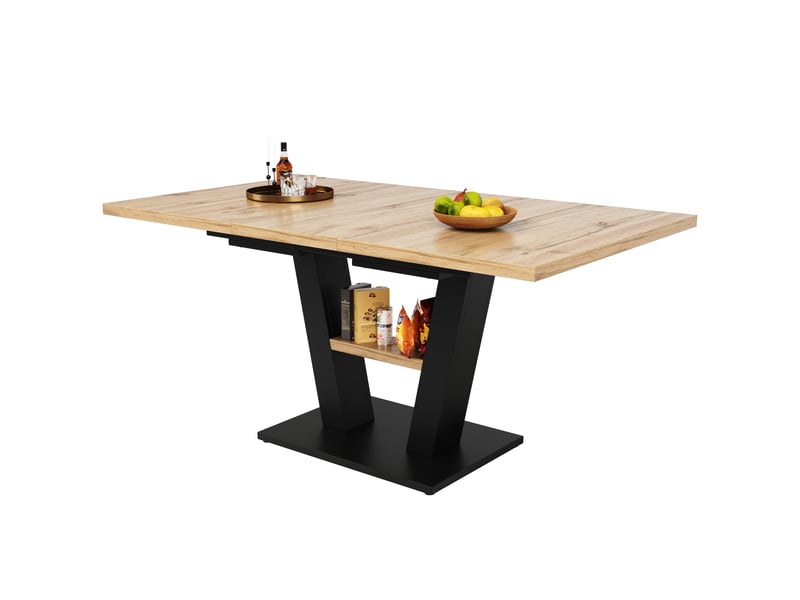 Table à manger extensible 118–157 cm, bois naturel et noir, avec rangement Fay Lum - Conforama A