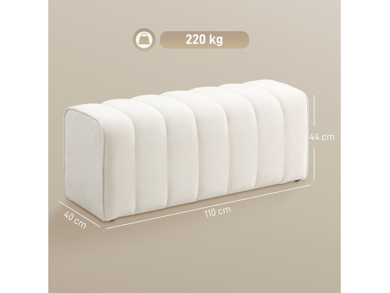  Banc de chambre 110x40x44 cm moderne bois crème  - Conforama E