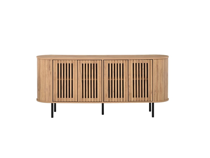  Buffet enfilade 4 portes coulissantes mdf et métal coloris naturel 160x40x70 cm  - Conforama A