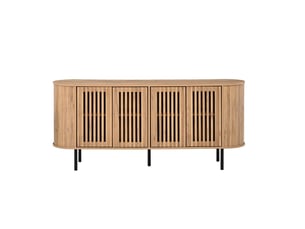Buffet enfilade 4 portes coulissantes mdf et métal coloris naturel 160x40x70 cm