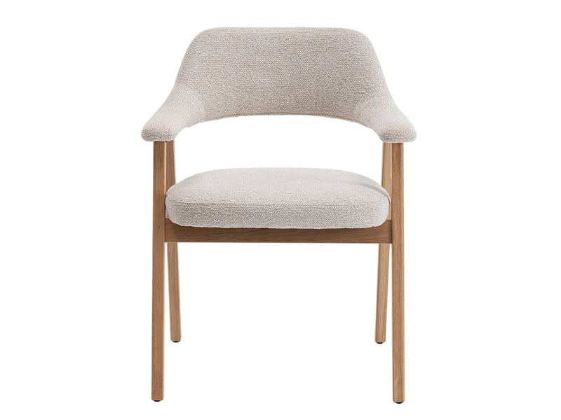 Coralie - chaise de repas en tissu beige pieds chêne massif clair CORALIE-BEI-BOIC - Conforama C