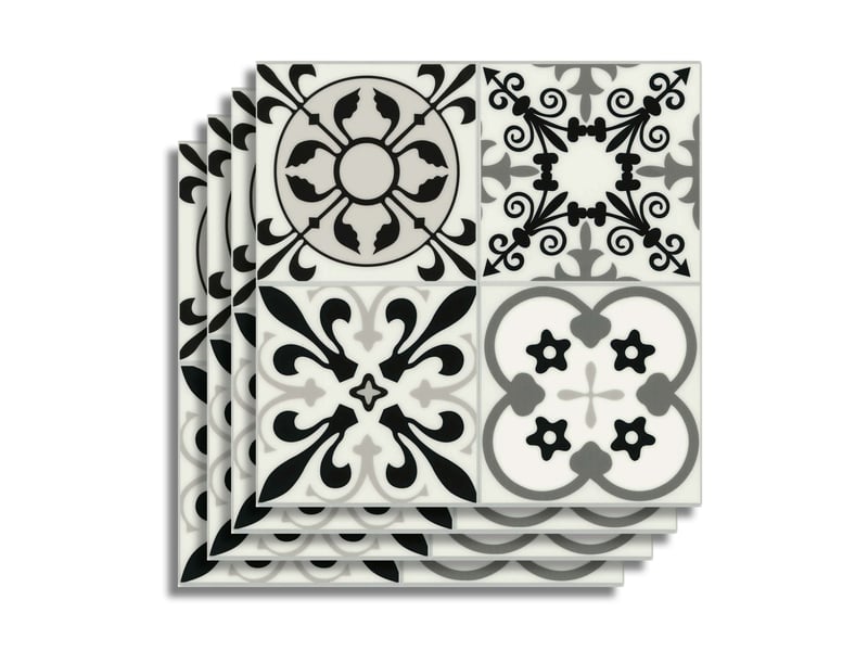  Crédence adhésive murale 3d motifs carreaux de ciment 4 pièces 25x25 cm  - Conforama B