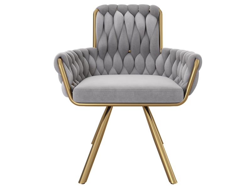 Lot de 6 chaises de salle à manger pivotantes,avec accoudoirs,velours,gris  - Conforama D