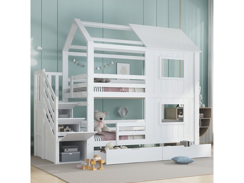  Lit superposé 90x200 cm coloris blanc pin lit enfant blanc - Conforama D