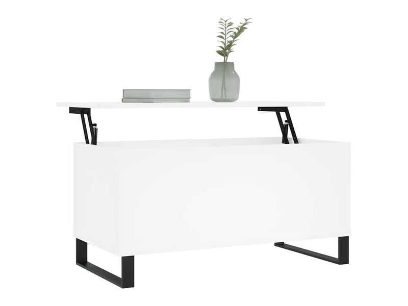  Table basse - table de salon - table à thé blanc 90x44,5x45 cm bois d'ingénierie  - Conforama C
