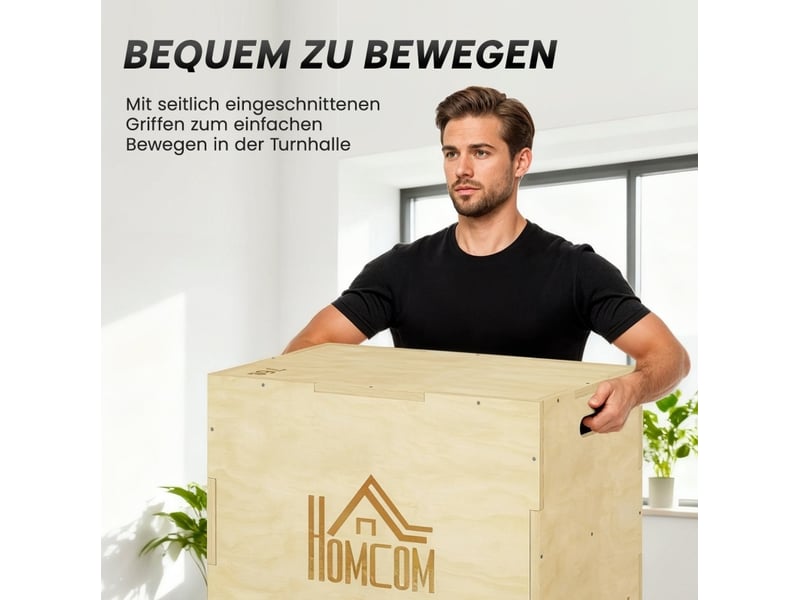  Box pliométrique 3-en-1 61x51x76 cm avec poignées bois naturel  - Conforama D