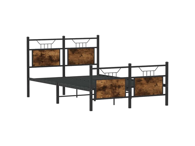  Lit double- lit adulte -  cadre de lit sans matelas chêne fumé 120x190 cm bois ingénierie  - Conforama D